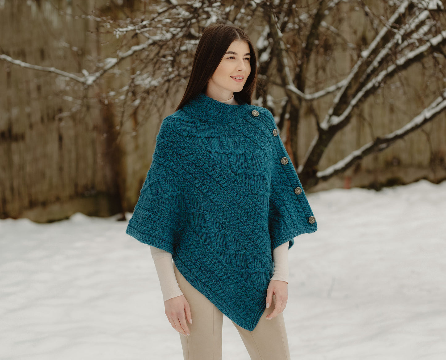 The Fiona Button Poncho