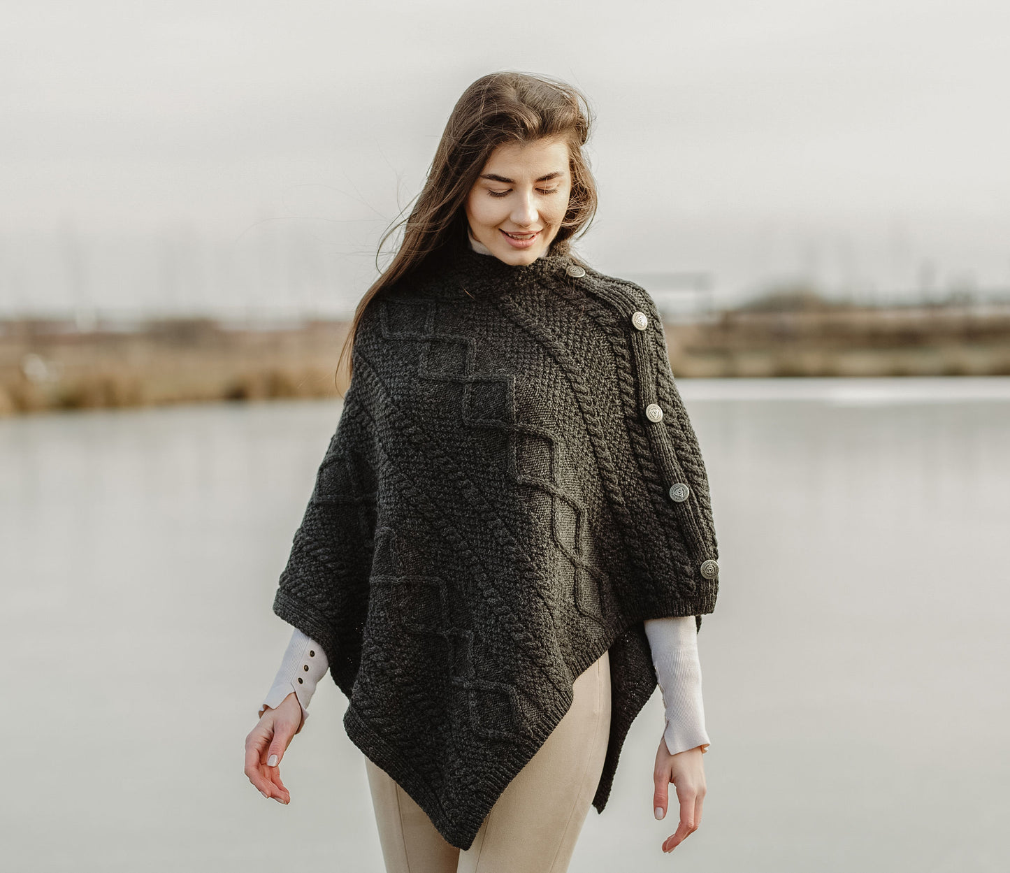 The Fiona Button Poncho